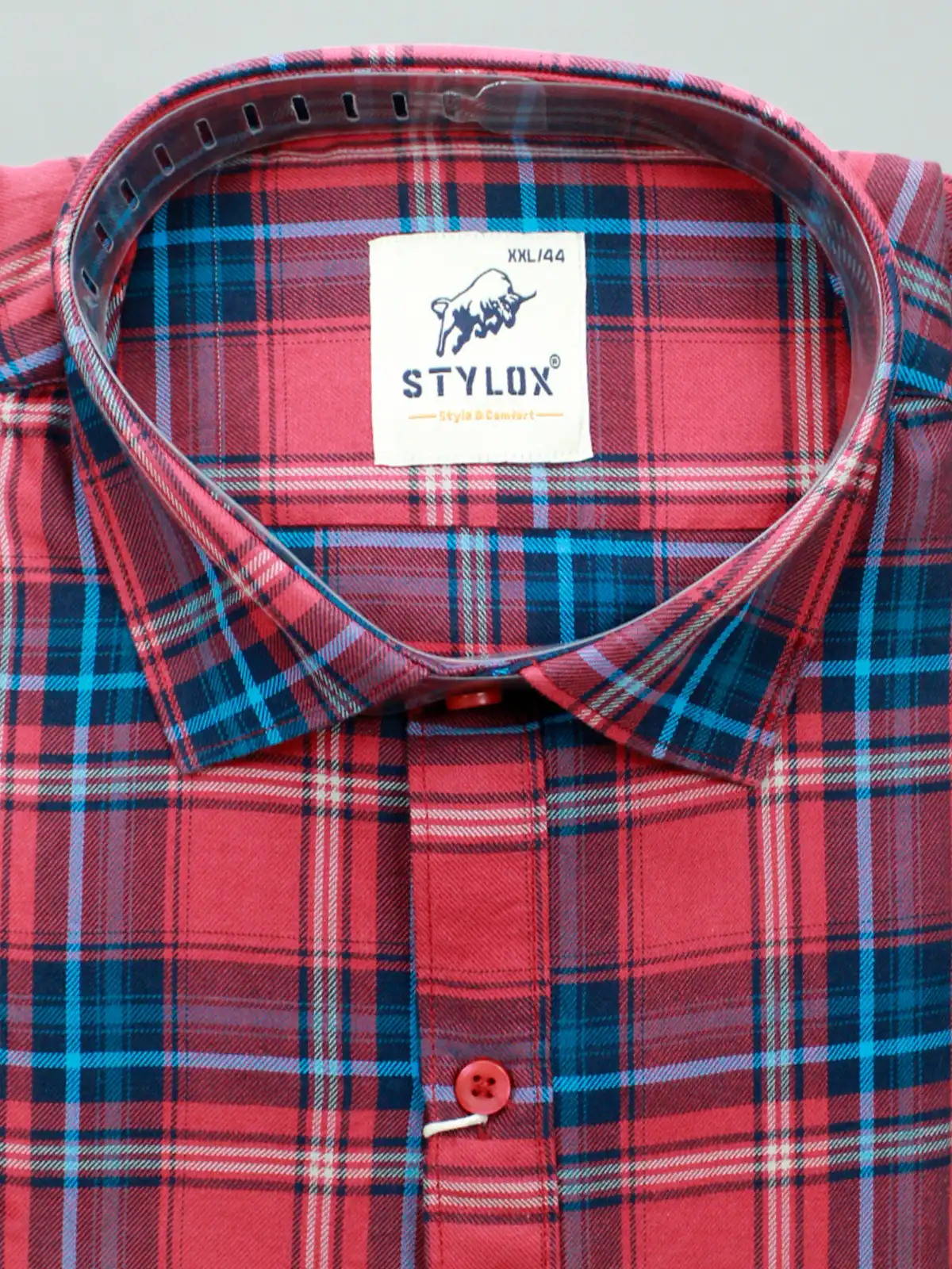 Men's Maroon & Navy Blue Plaid Flannel Shirt | Cotton Checkered Shirt