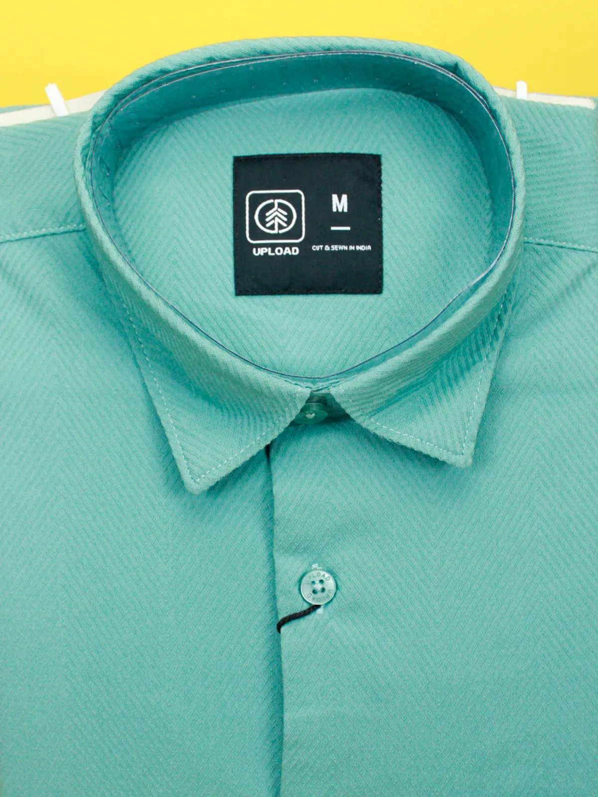 Men’s Seafoam Green Herringbone Shirt | Textured Casual Blend