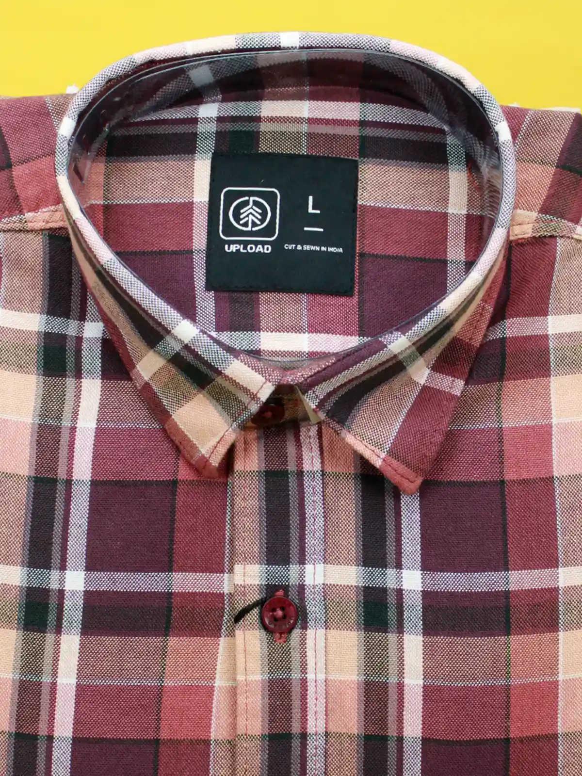 Men's Burgundy & Earth Tone Plaid Casual Shirt | Fall Check Pattern