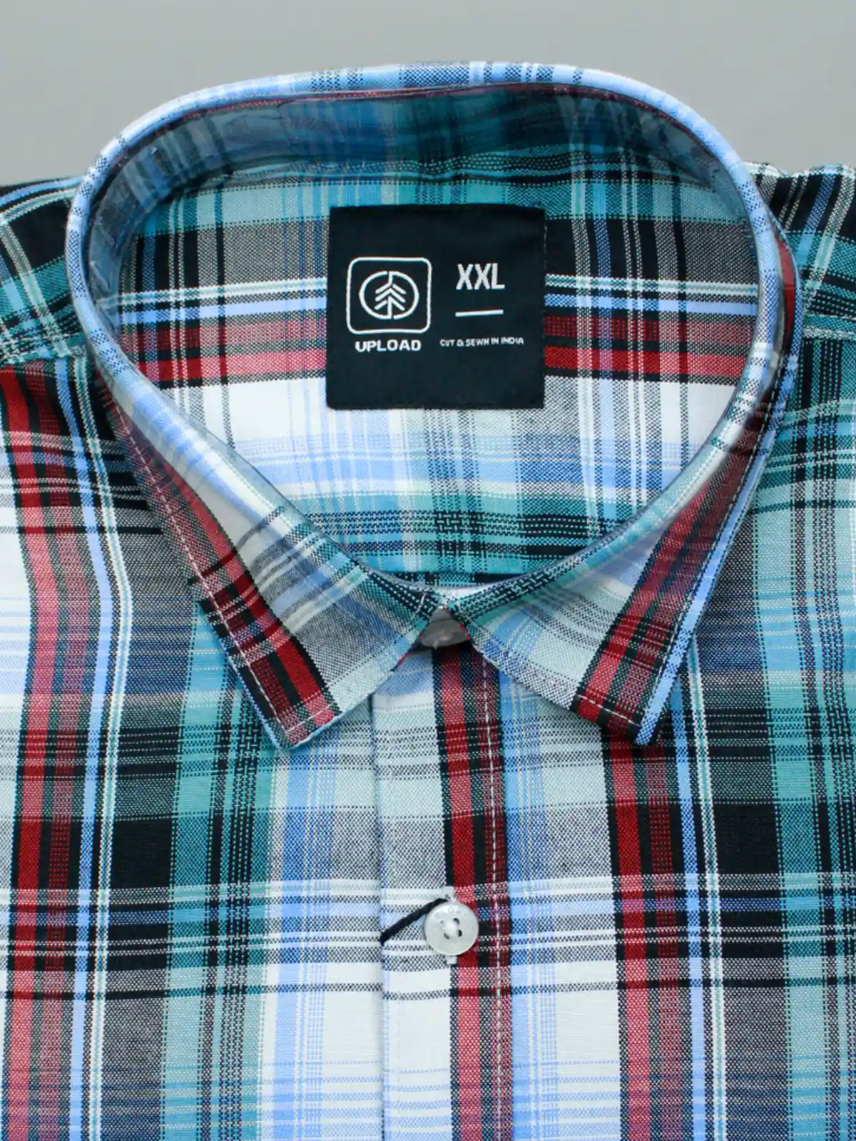 Men's Aqua & Black Multi-Plaid Oxford Shirt | Casual Check Wear